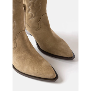 Mint Velvet Beige Suede Cowboy Boots